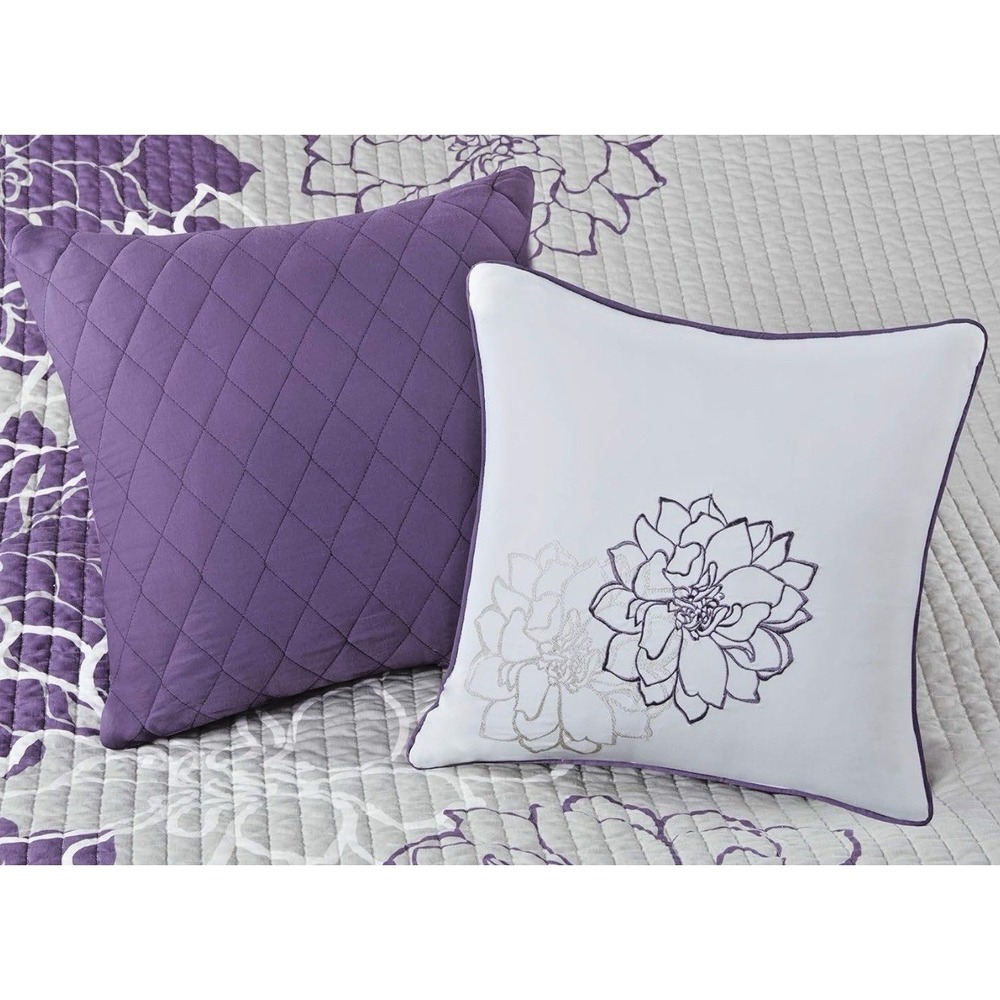Madison Park Lola Decorative Pillows Solid Purple & White/Purple‎ Floral